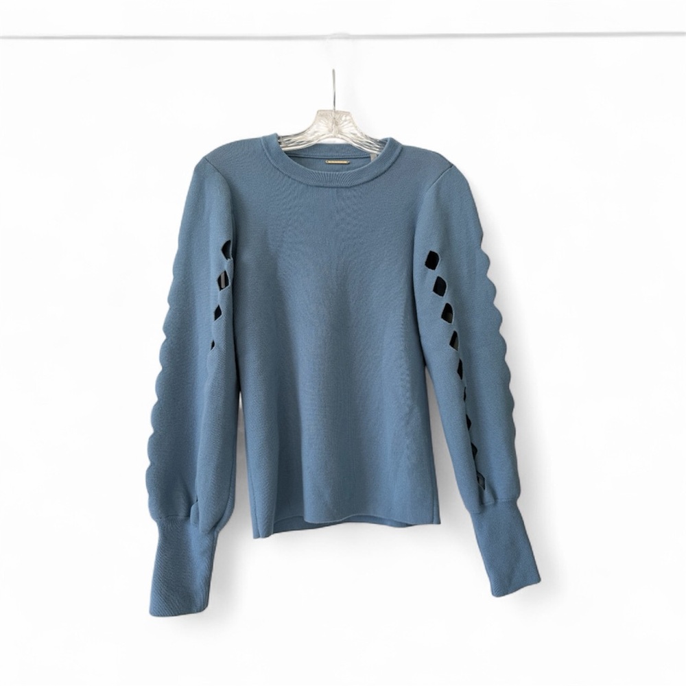Elie Tahari Sky Blue Long Sleeve Top with Cut-Out Sleeves